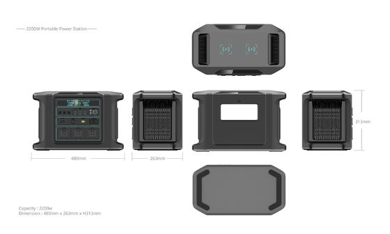 Outdoor Portable Energy Storage Power Station 2200W pembangkit listrik energi terbarukan